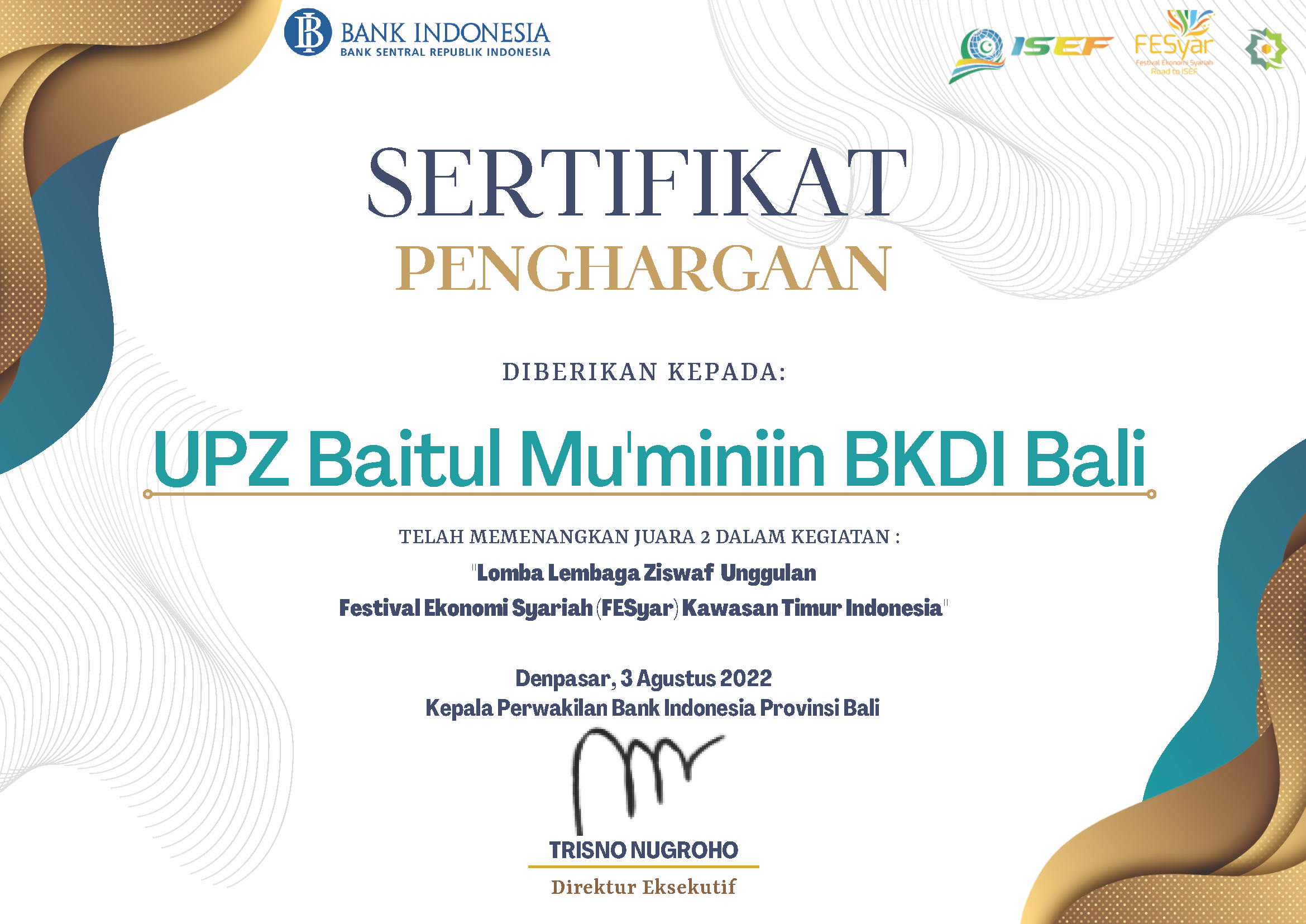 Sertifikat UPZ Baitul Mu'miniin BKDI Bali Sertifikat UPZ Baitul Mu'miniin BKDI Bali